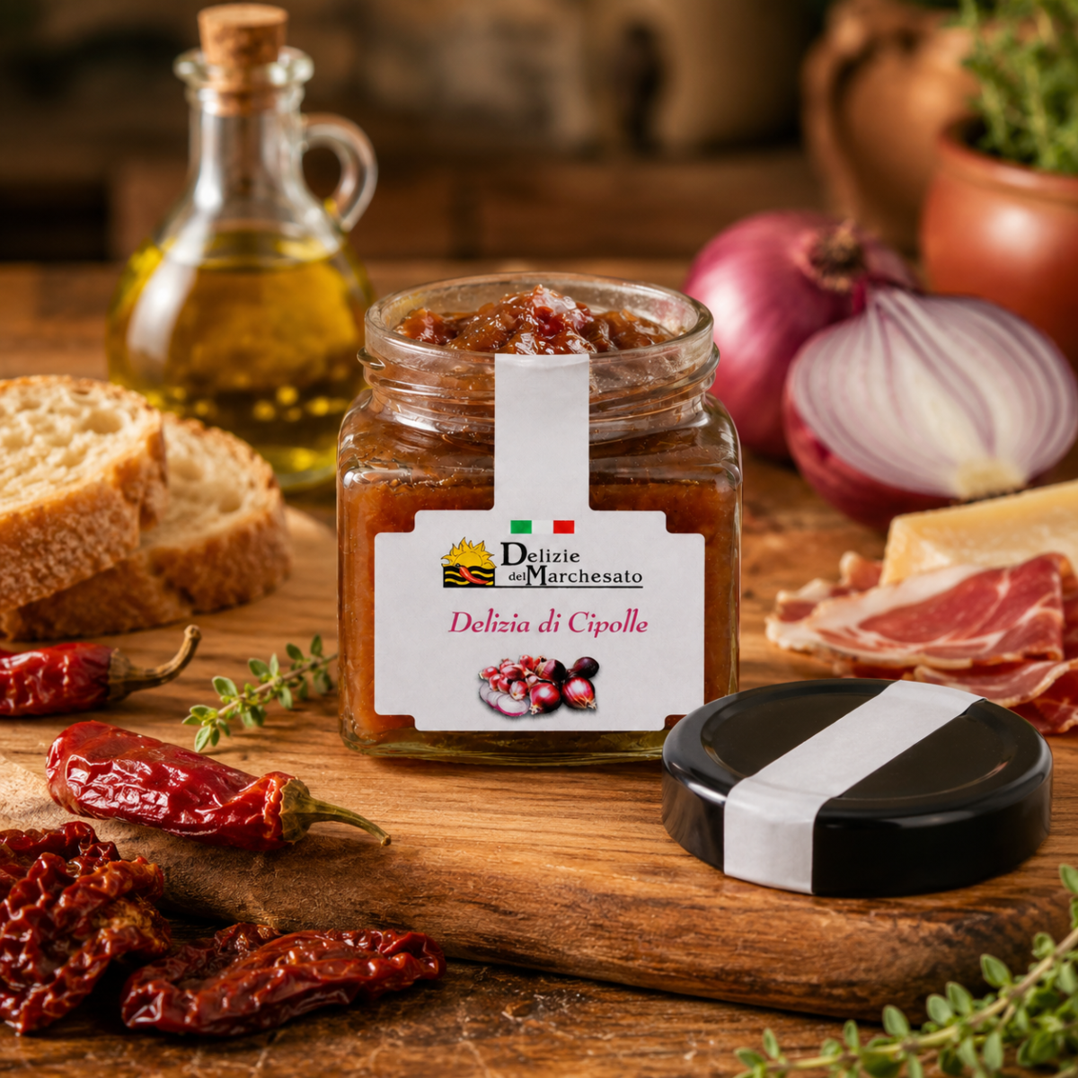 Vasetto Delizia di Cipolla composta agrodolce con uva sultanina castagne e spezie Delizie del Marchesato