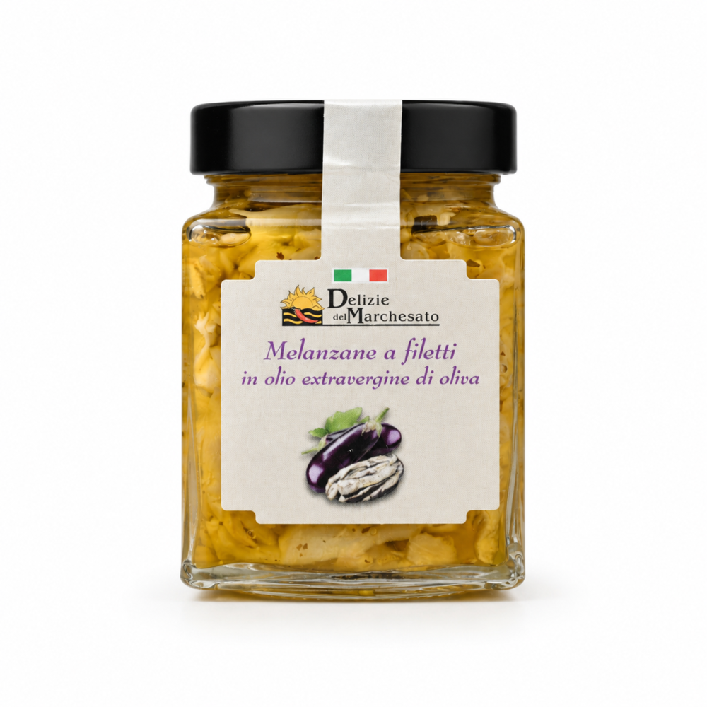 Vasetto di Melanzane a Filetti sott’olio con menta aglio e peperoncino Delizie del Marchesato
