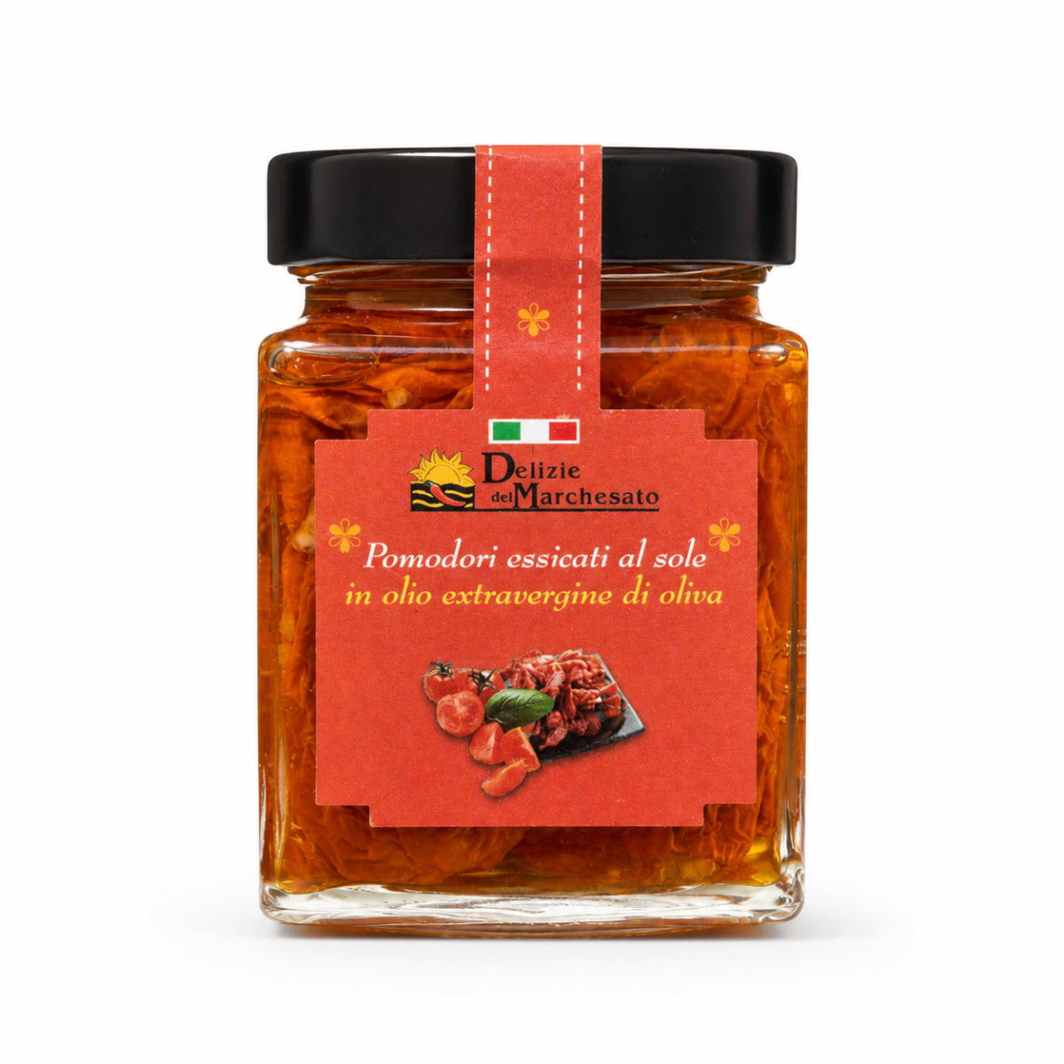 Vasetto di Pomodorini essiccati al sole sott’olio EVO con alloro e aglio Delizie del Marchesato