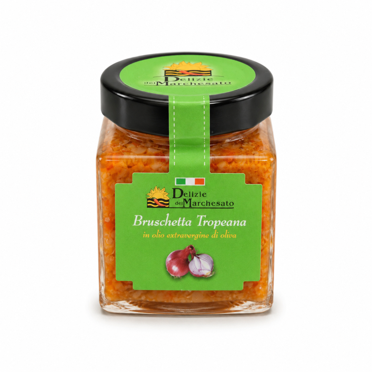 Vasetto di Bruschetta Tropeana Dolce con cipolle rosse melanzane carciofi peperoni e olive Delizie del Marchesato