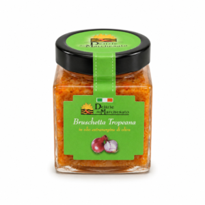 Vasetto di Bruschetta Tropeana Dolce con cipolle rosse melanzane carciofi peperoni e olive Delizie del Marchesato