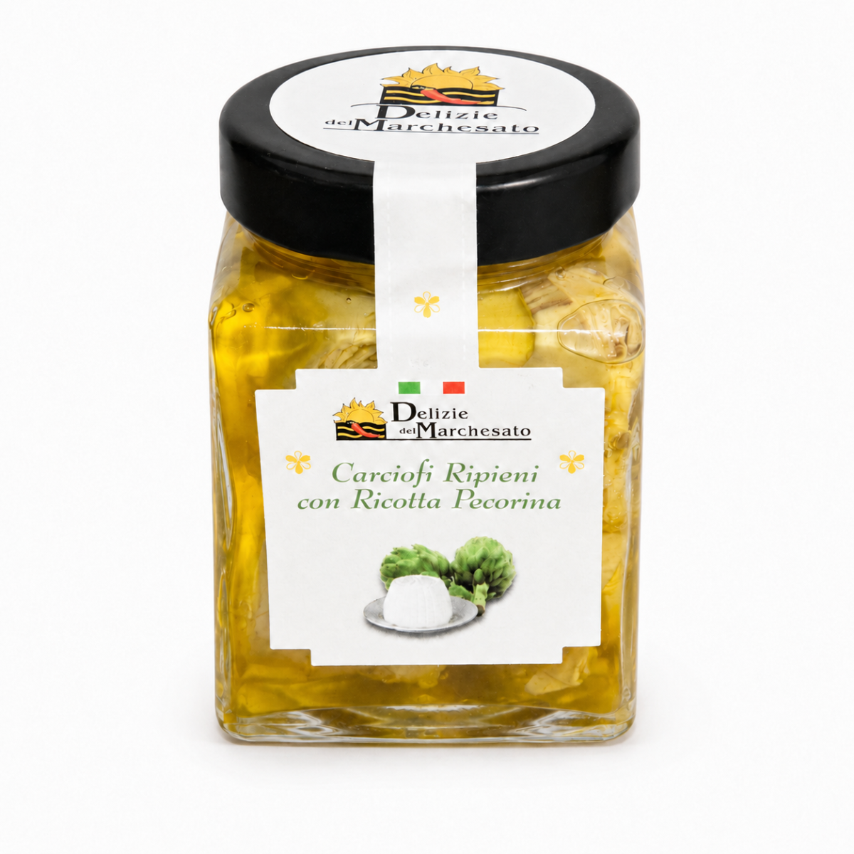 Vasetto di Carciofi Ripieni con Ricotta Pecorina in olio extravergine di oliva Delizie del Marchesato