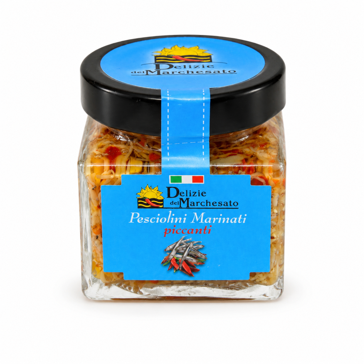 Vasetto di Pesciolini Marinati Piccanti con pesce ghiaccio e peperoncino Delizie del Marchesato