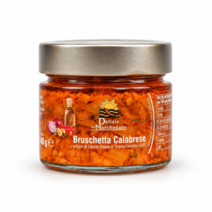 Vasetto di Bruschetta Calabrese con Cipolla Rossa di Tropea Calabria I.G.P. da 140 g Delizie del Marchesato